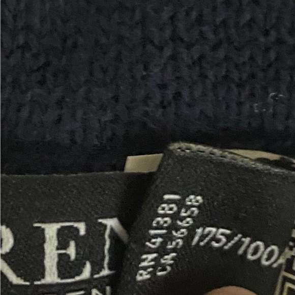 Lauren Ralph Lauren Navy V-Neck Sweater with White Trim - Picture 6 of 6